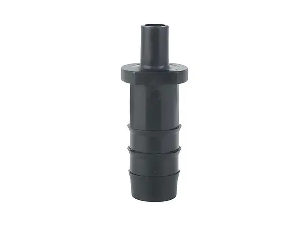 A black irrigation barbed connector