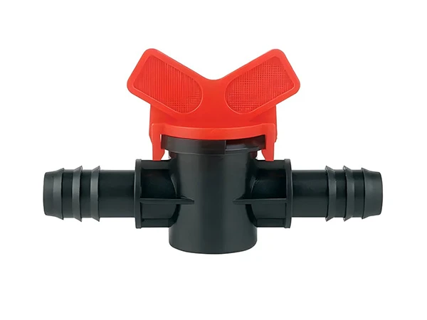 A straight-through valve with a red head for Φ16 mm pipes