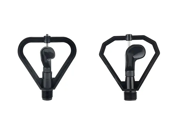 Two different styles of black butterfly sprinklers