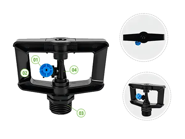 Detailed structural diagram of damping rotary sprinkler