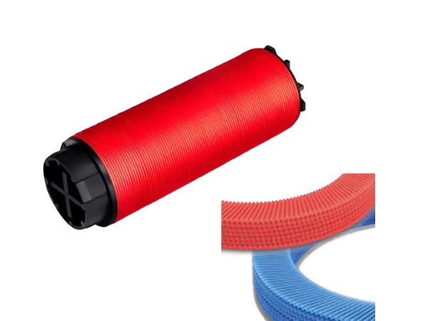 A disc filter element and a detail view of the disc