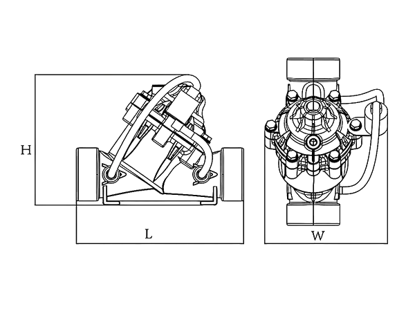 Dimensional diagrams of two electromagnetic valves