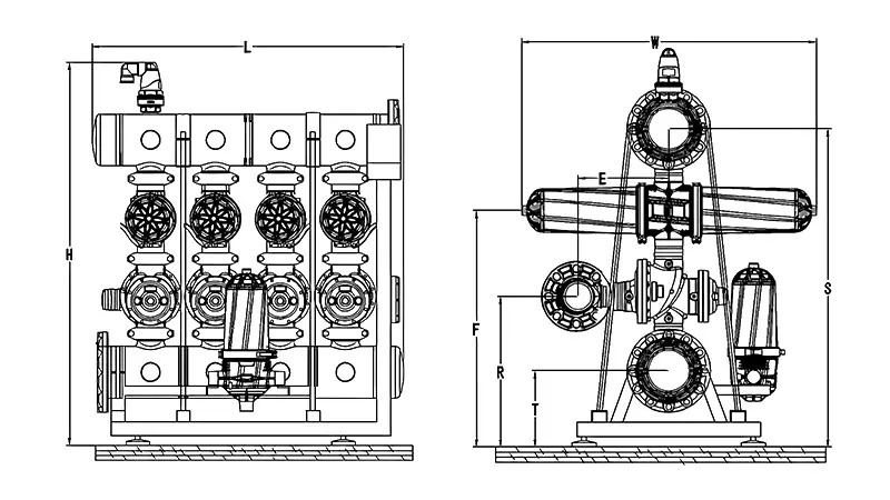 A H type Automatic Backwash Disc Filter Size Diagram