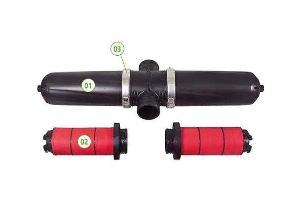 A h-type disc filter housing and 2 disc filter elements