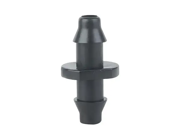 A black irrigation two-way distributor double barbed connector