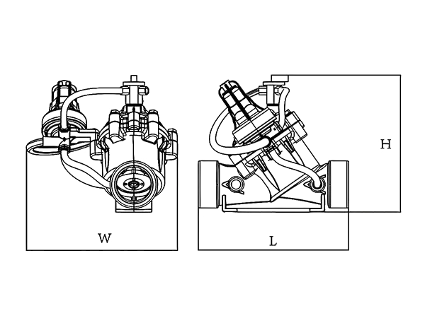 The dimensional diagram of 2 manual pressure holding valves