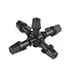 A black five-head atomizing sprinkler