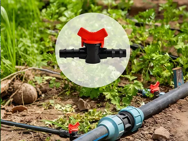 2 irrigation valves are connected to the main pipeline and branch pipe.