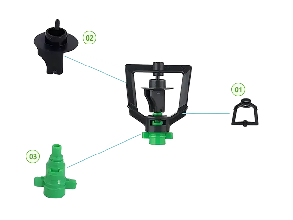 A structural diagram of square rotating micro sprinkler