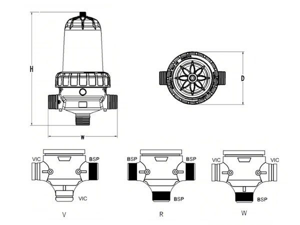 Dimensional diagrams of 2 T-type disc filters