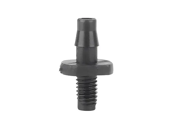 A black irrigation threaded straight connector