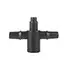 A black irrigation distributor connector